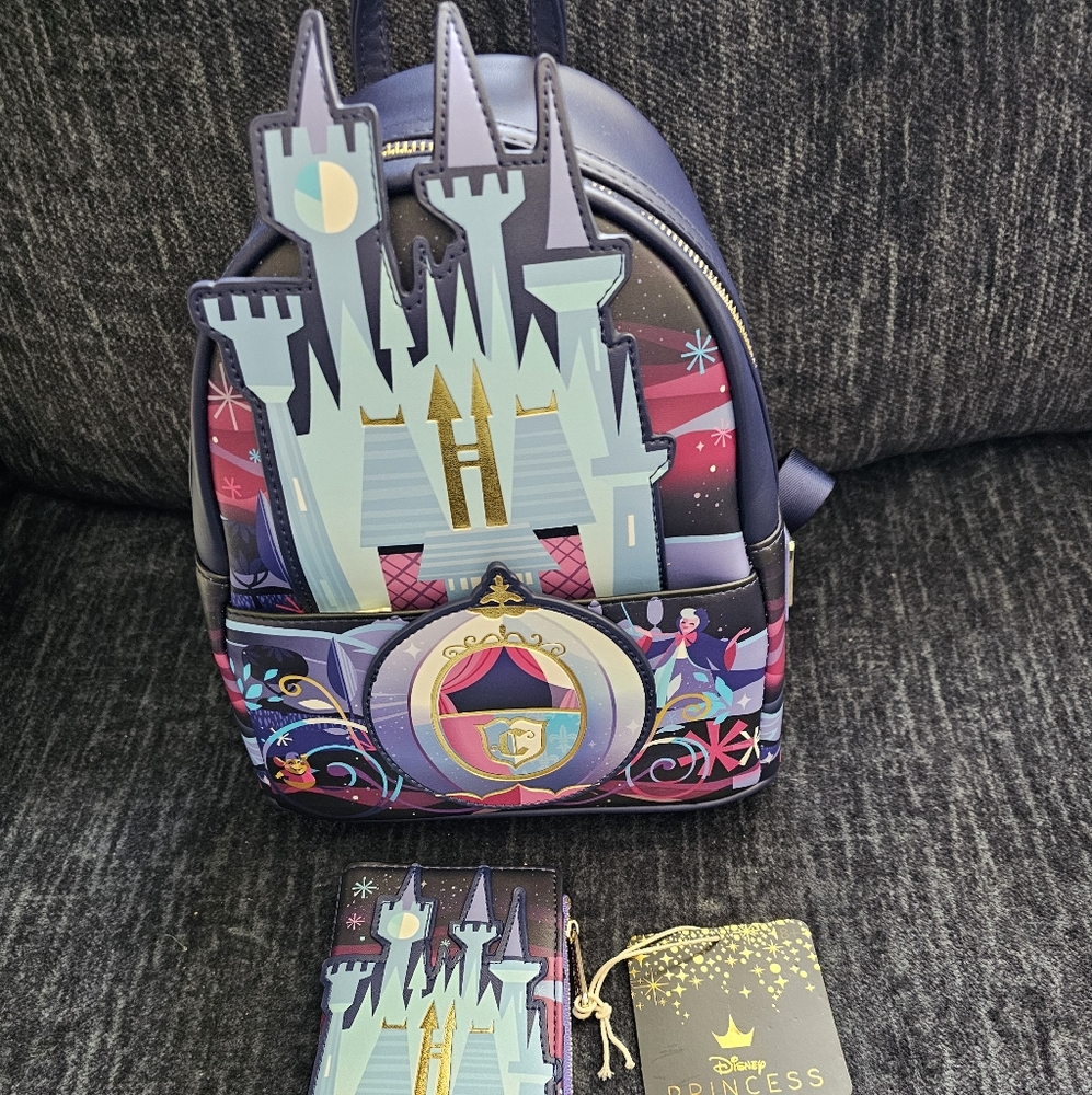 Loungefly Cinderella Castle Backpack and Wallet